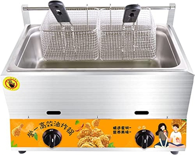 musite Freidora de Gas Comercial de Escritorio, freidora de propano de Papas Fritas de Gran Capacidad de Acero Inoxidable, freidora para Exteriores co