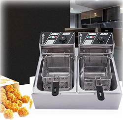 musite Freidora eléctrica Profesional de Acero Inoxidable de 20 l, freidora Comercial de Doble Tanque, freidora Profunda de 5000 W con 2 cestas para f precio