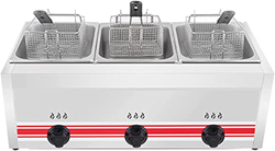 musite Freidora De Gas De Acero Inoxidable con Cesta Y Controlador De Temperatura para Papas Fritas, Mariscos, Restaurante, Cocina Casera (30L) 2022 en oferta