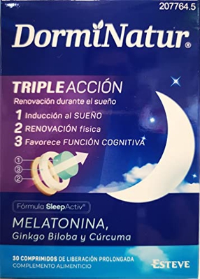 DORMINATUR FORMULA SleepActiv MELATONINA, GINKGO BILOBA Y CÚRCUMA 30 COMP