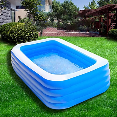 Piscina inflable engrosada, piscina familiar, piscina infantil portátil duradera, piscina infantil, piscina hinchable rectangular para jardín y patio 