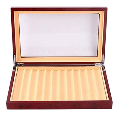Leonnn Caja de presentación de Pluma estilográfica de Madera con 12 Ranuras, Caja de presentación de Pluma estilográfica de Moda con Ventana de Vidrio