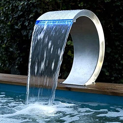 Stainless Steel Pool Waterfall Fountain for In Ground Pools Garden Outdoor Waterfalls and Swimming Pool