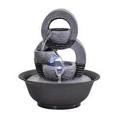 FMOPQ 9.6" High Tabletop Fountain Tiered Rock Bowl Tabletop Water Fountain with Natural River Rocks (Power Cord Attached) Desktop Fountain (Color : A) precio
