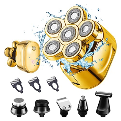 iCoKg Rasuradora para Hombres calvos, rasuradora 6d Recargable con Pantalla LED, rasurador de Belleza inalámbrico para afeitarse la Cabeza húmeda y Se