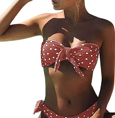 UMIPUBO Bikini Mujer Dos Piezas Ropa con Estampado de Lunares Push-Up Traje de baño con Lazo Acolchado Conjunto de Bikini de Playa Acolchado Bañador(N