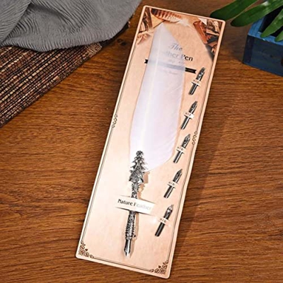 Pluma de pluma Vintage creativa Multicolor, pluma de agua de inmersión redonda con cuerpo de flor tallada, pluma estilográfica de escritura para estud