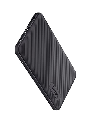 Trust Mobile Primo Batería Externa Carga Rapida 5000mAh, Power Bank Ultrafino Sostenible USB-C 3 A, 23 Horas Extra, 2 Entradas, Cargador iPhone, iPad,