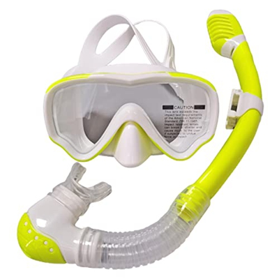 Mzshne Gafas de buceo de vidrio templado antivaho para respiración fácil, máscara panorámica, equipo de esnórquel para niños como gafas de natación un