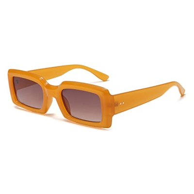 YAMEIZE Gafas de sol rectangulares de moda para mujeres y hombres protección UV400 al aire libre (Naranja Marco)