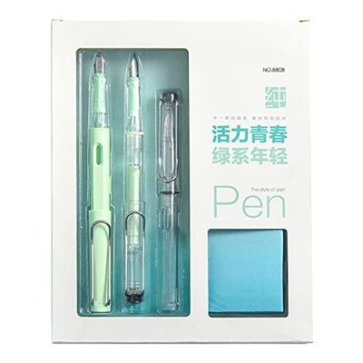 Benkeg Juego de Pluma estilográfica de 0,5 mm con 12 Cartuchos de Tinta 2 Puntas 1 Absorbente de Tinta Excelente Regalo de Escritura para Oficina de