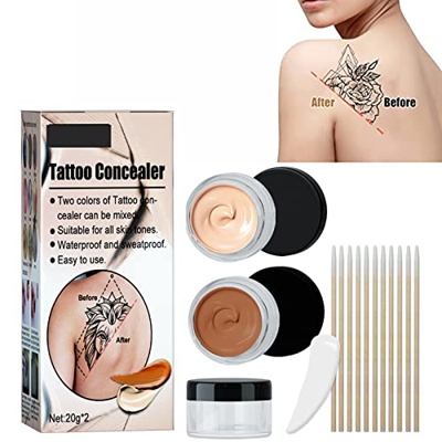 Corrector de Tatuajes, Dos Colores Juego de Corrector para Cubrir, Corrector de Cobertura Completa Tatuajes, Puntos de Ocultación de Vitiligo, para Pu