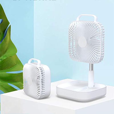 Portable Fan USB Charging Telescopic Folding Fans Home Desktop Landing Silent Fan Air Cooler Summer Desktop Floor Fashion Fan Pink (White)