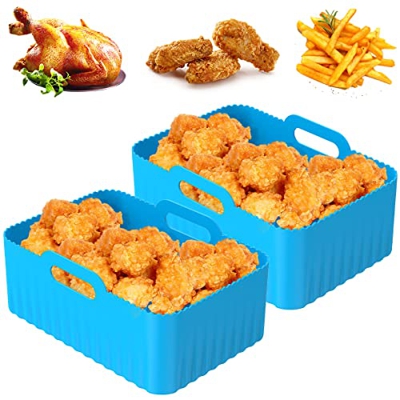 Lochimu Bote de silicona de freidora de aire de lochimu 2pcs con mango freidora reutilizable freidora resistente al calor freidora cesta de silicona r