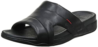 Fitflop Freeway III Slide-Leather, Sandalias deslizantes Hombre, Negro (Black), 43 EU