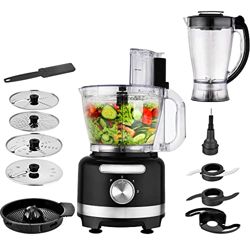 Venga! Procesador de Alimentos 8 en 1, Bol de 3 L, Batidora de 1,75 L, 2 Velocidades, Ajuste de Pulsos, 1000 W, Negro/Plateado, VG HA 3001 características