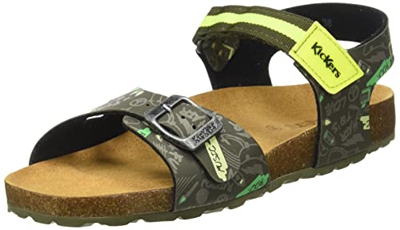 KICKERS Sostreet, Sandalia Hombre, Caqui Amarillo Estampado, 38 EU