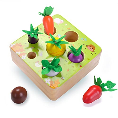 LZDMY Juguete Montessori 1 2 3 años, Juguetes Bebé Educativos de Madera para Desarrollar Habilidades de Clasificar Formas Verduras Frutas, Regalos Niñ