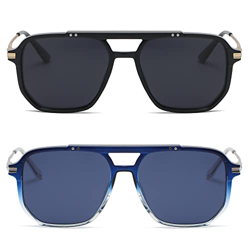 Ulknyss Gafas de Sol Hombre Polarizadas 2 Piezas Retro Piloto Gafas Cuadradas para Hombre Mujer Playa Conducir UV400 Protección características