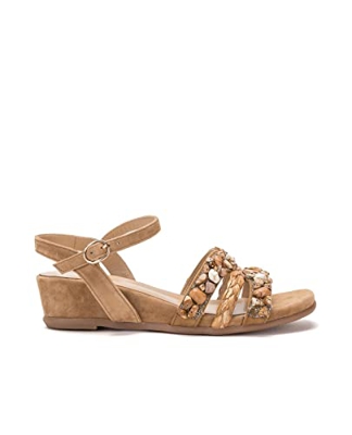 Sandalia de Mujer de tacón realizada en Ante. V22416 Suede Camel - Talla: 38