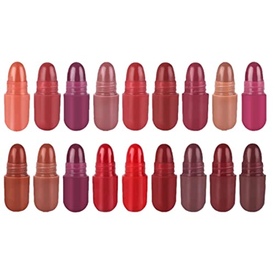 Labiales Transparentes Paquete de 18 Mini Cápsula Maquillaje Lápiz labial Conjunto Lápiz labial mate Conjunto de lápiz labial Desnudo Rojo Mate Lápiz 