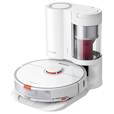 Roborock S7 + Robot Aspirador y Estación de Succión, 2500Pa, 180min, 470ml Polvo (60 Días), 300ml Agua, Tecnología de Elevación Acústica/Autocontrol, 