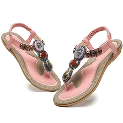 WINZYU Sandalias Mujer Verano Planas Diamante de Imitación Sandalias de Playa Rosa 38 EU características
