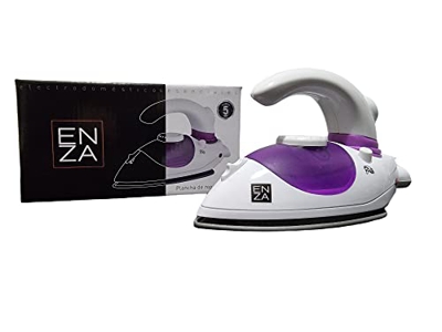 ENZA Plancha de Viaje Pequeña Plancha Vapor, mango plegable, 800W, Suela de teflón, Selector de Temperatura, Plancha Ropa Vapor, Plancha Portátil pleg