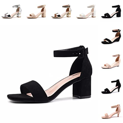 Sandalias Mujer Tacon Fiesta Verano Tacones Mujer Elegantes Vestir Talón Ancho Medio Sexy Zapatos Sandalias Tacon Peep Toe 6 CM 1 Negras Talla 43 características
