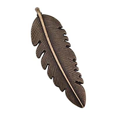 VRUESH 20 Piezas 56x18mm Color Plata Antigua Colgante de Pluma Grande Colgantes de Pluma Grande Encanto de Pluma Grande-Chapado en Bronce Antiguo