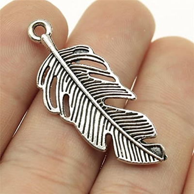 VRUESH 10 Uds 40x16mm Color Plata Antigua Bronce Antiguo Metal Pluma encantos Pluma Pluma encantos fabricación