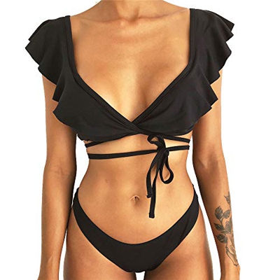 CheChury Conjunto de Bikini Traje De Baño de Dos Piezas de Mujer Sujetador Acolchado Floral Impresión Estampado Bikini Traje de baño para El Verano
