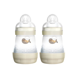 MAM Easy Start - Biberón anticólicos para bebé (2 unidades, 160 ml), tetina tamaño 1, a partir del nacimiento, foca, Instrucciones en Lengua Extranjer características