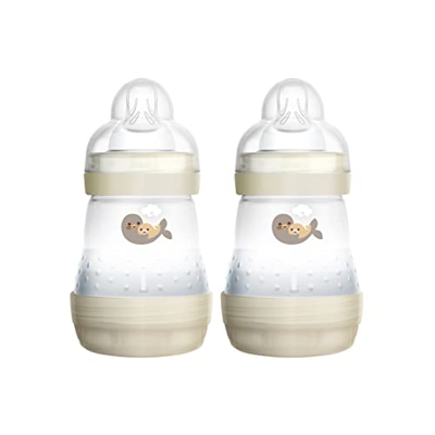 MAM Easy Start - Biberón anticólicos para bebé (2 unidades, 160 ml), tetina tamaño 1, a partir del nacimiento, foca, Instrucciones en Lengua Extranjer
