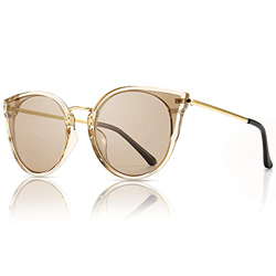 SUNGAIT Mujeres Ojo de Gato Polarizadas Vintage de Gran Tamaño UV-Protección Gafas de Sol(Marco Marrón Transparente/Lente Marrón) características
