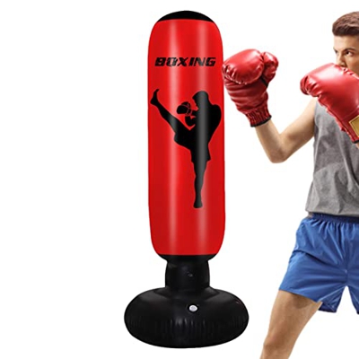 Linsition 10 bolsas inflables de boxeo – Bolsa de entrenamiento pesada de PVC de 67 pulgadas con base – Bolsa pesada de equipo de boxeo suave, bolsa d