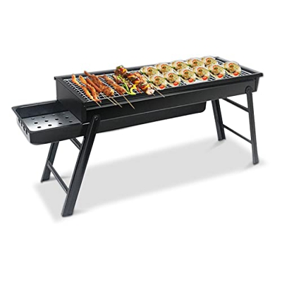 Ergocar Barbacoa Portátil Carbón de Acero Inoxidable, Plegable Barbacoa de Acero Inoxidable, Asador al Aire Libre BBQ de Carbón Ideal para Exterior Te