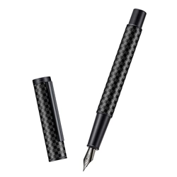 Pluma estilográfica de fibra de carbono de la Selva Negra Hongdian, punta media, diseño moderno, pluma de escritura suave con convertidor y estuche de en oferta