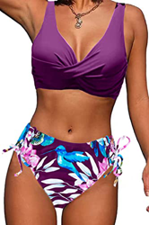 Joligiao Conjunto de Bikini para Mujer Traje de Baño Elegante con Cuello Halter Conjunto de Bikini Vintage 2 Piezas Ropa de Playa Acolchada de Cintura precio