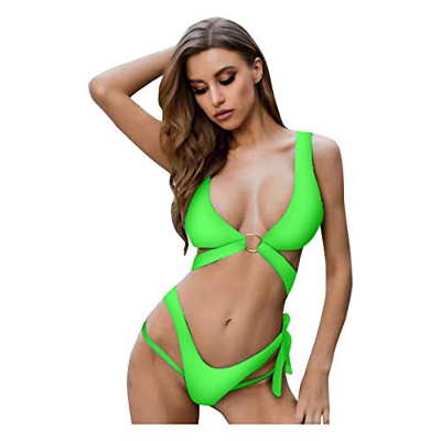 2022 Nuevo Mujer Conjuntos de Bikinis Sexy Hueca Color sólido Push Up Trajes de Baño de Tanga SPA Mujer Dos Piezas Ropa de Playa Bikini Tankinis Mujer