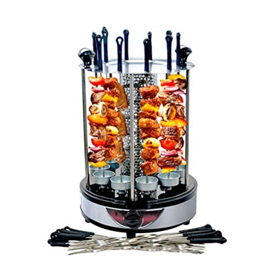 AMZOPDGS BBQ Kebab Grill Machine Rotación automática Barbacoa Horno sin Humo Asador Asado Cordero doméstico Brochetas Estufa de calefacción (10)