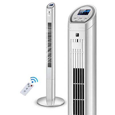 Ventilador de torre portátil: ventilador de pie oscilante silencioso de 47 pulgadas con control remoto, configuración de 3 velocidades y ventilador de