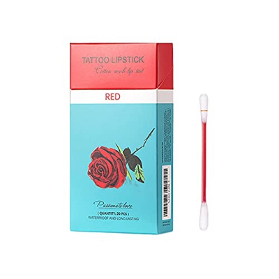 Tinta De Labios Juego de bastoncillos desechables Lápiz labial impermeable Nueva mancha Algodón Glaseado Labio Labio 3ml Lápiz labial Labios Gruesos