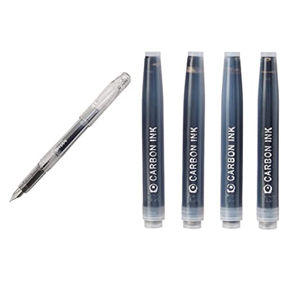 Platinum Preppy - Pluma estilográfica (punta fina) + Cartuchos de tinta Carbon - Negro