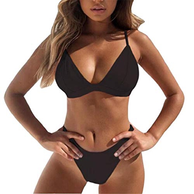 Trajes de baño Mujer 2019 SHOBDW Bikinis Conjunto De Bikini 2 Piezas Muy Bajo SóLido Básico Push Up Acolchado Playa De Verano Bañadores Partes de Abaj