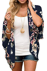 Yutdeng Cárdigans Kimono Mujer Camisolas Casual Gosa Floral Pareos Playa Verano 3/4 Tops Blusa Suelta Boho Bikini Cover Up Caftan Playa Mujer Chal Ver en oferta