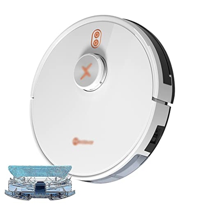 Rwlre Robot Aspirador, 6000pa LDS Navegación Robot Aspirador APLICACIÓN Pared Virtual, Limpieza de Puntos de interrupción, Área de Limpieza de sorteo,