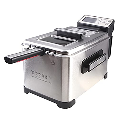 Freidora eléctrica con sistema de filtro de aceite, freidora de grasa profunda Control de temperatura ajustable Freidora de chips de acero inoxidable 