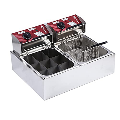 RHANA Freidora Comercial 12L 2 en 1 Freidora y Oden con Control de Temperatura Independiente Cesta de Acero Inoxidable extraíble para el hogar Restaur