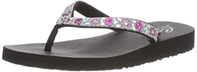 Skechers MEDITATION GARDEN BLISS, Sandalias planas para Mujer, Black Mitobuck/ Multi Gem Stones, 37 EU